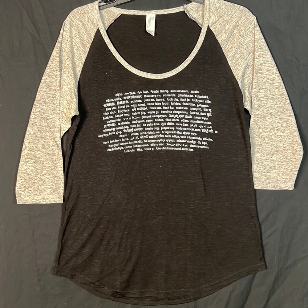 FU UNLIMITED WORLD LANGUAGES BASEBALL T-SHIRT TOP other sizes available Nwot